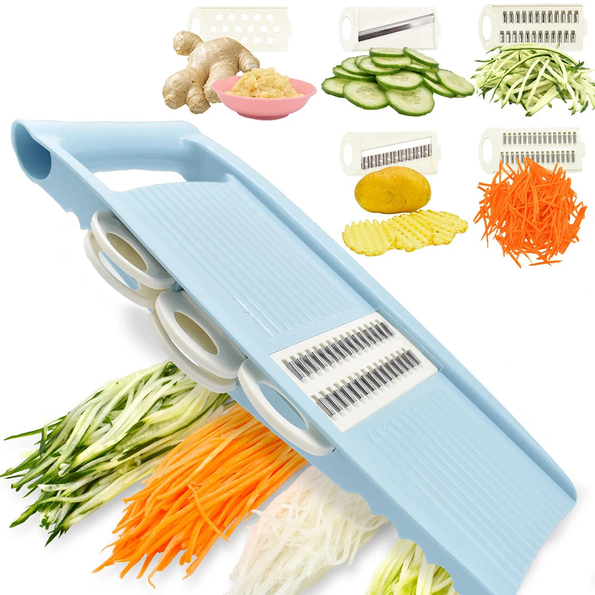 Mandoline Multifonction 5-en-1 – Trancheuse & Râpe de Cuisine