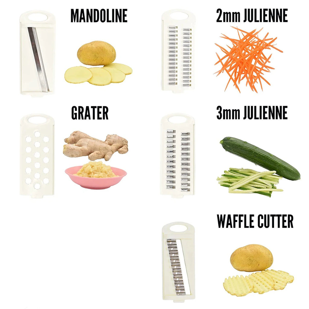 Mandoline Multifonction 5-en-1 – Trancheuse & Râpe de Cuisine